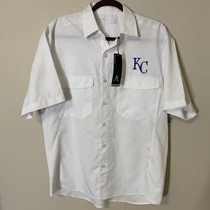 Mens Kansas City Royals Antigua Fishing Shirt, White, Size Medium, NWT